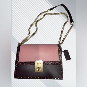 Coach X Jennifer Lopez Hutton Shoulder Bag In Colorblock With Snakeskin Detail
